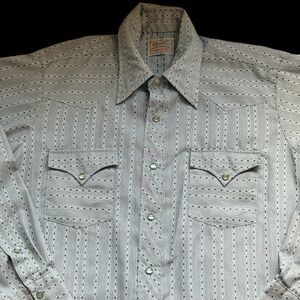 VTG H Bar C Ranchwear Long Tail Pearl Snap Western Cowboy Shirt 15.5-44" Large?